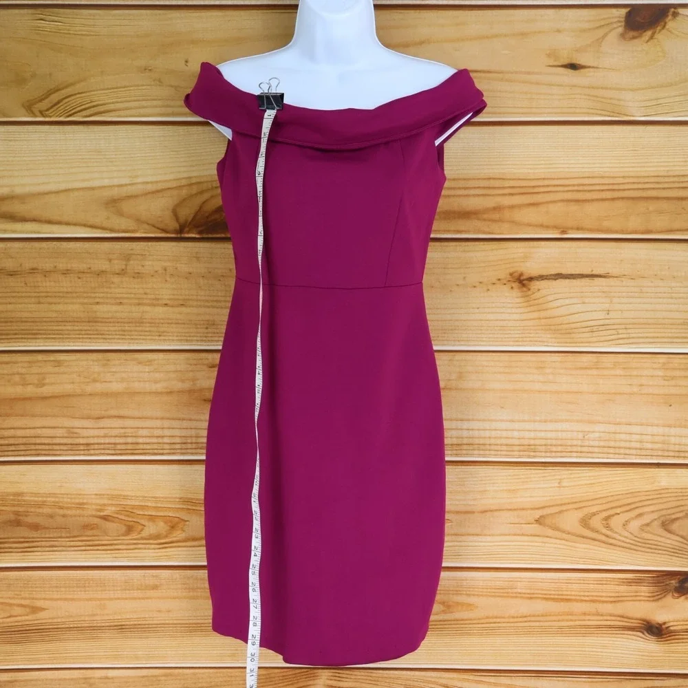 Lulu's Off The‎ Shoulder Dress Womens Size M Pink Stretch Fitted Lined Formal